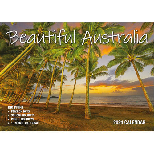 Beautiful Australia  - 2024 Rectangle Wall Calendar 13 Months by Bartel