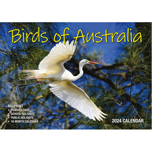 Birds of Australia  - 2024 Rectangle Wall Calendar 13 Months by Bartel
