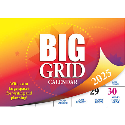 Big Grid - 2025 Rectangle Wall Calendar 13 Months by Bartel