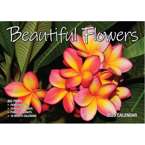 Beautiful Flowers - 2025 Rectangle Wall Calendar 13 Months by Bartel