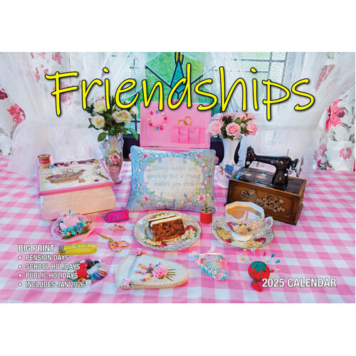 Friendships - 2025 Rectangle Wall Calendar 13 Months by Bartel