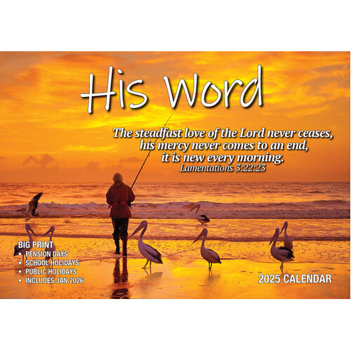 His Word - 2025 Rectangle Wall Calendar 13 Months by Bartel