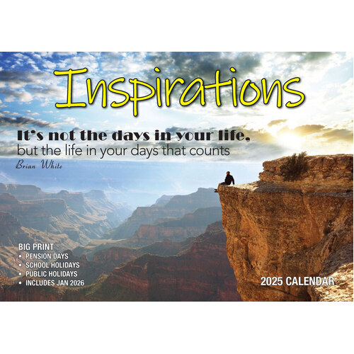 Inspirational Quotes - 2025 Rectangle Wall Calendar 13 Months by Bartel