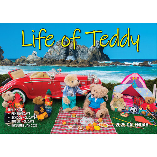 Life of Teddy - 2025 Rectangle Wall Calendar 13 Months by Bartel