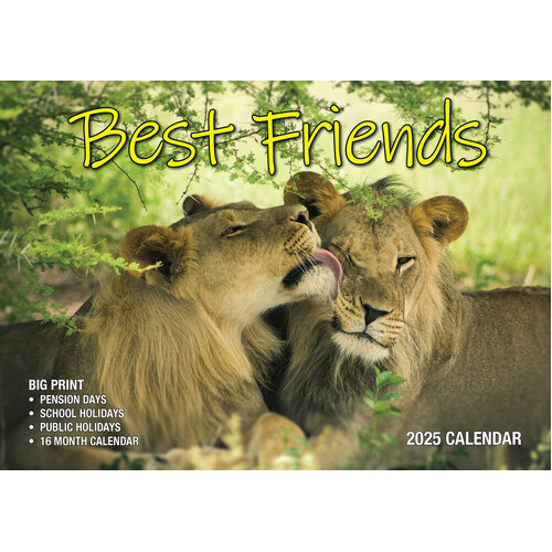 Best Friends - 2025 Rectangle Wall Calendar 13 Months by Bartel