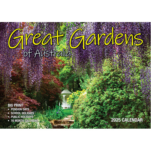 Great Gardens - 2025 Rectangle Wall Calendar 13 Months by Bartel