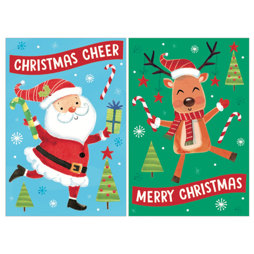 10pcs Kids Christmas Xmas Greeting Cards School Class Santa Reindeer [Design: B]