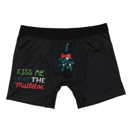 FIL Men's Novelty Christmas Boxers - Kiss Me [Size: L]