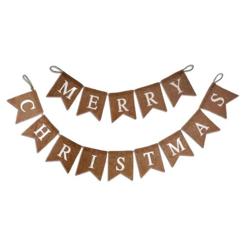 Merry Christmas Banner Decor Hanging Bunting Flag Xmas Wall Decorations [Design: B]