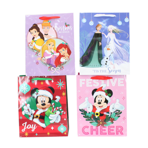 12x Christmas Gift Bags Cardboard Paper Bags w Foil Premium - Size M [Design: F]