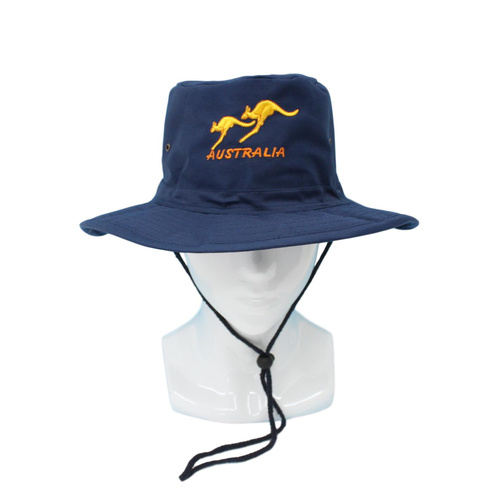 Australia Day Boonie Terry Bush Slouch Cotton Hat Outdoor Camping Kangaroo Souvenir [Size: 58cm] [Design: Kangaroos Navy]