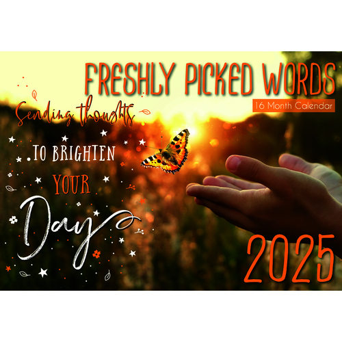 Freshly Picked Words - 2025 Rectangle Wall Calendar 16 Months by Design Group