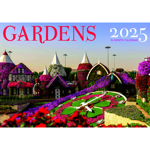 Gardens - 2025 Rectangle Wall Calendar 16 Months by Design Group