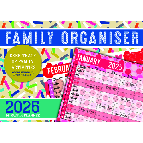 Family Organiser - 2025 Rectangle Wall Calendar 16 Months by Design Group