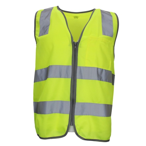 Hi Vis Safety Vest Reflective Tape Zip Up Workwear Pocket Night High Visibility [Size: M] [Colour: Yellow] 