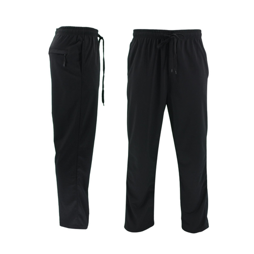 FIL Men's Lightweight Track Pants Jogger Trackies Sweat Pants Zipped Pocket [Size: S] [Colour: Black]