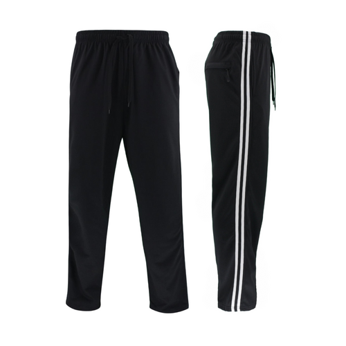 FIL Mens Lightweight Casual Striped Track Pants Tracksuit w Zip Pocket [Size: S] [Colour: Black/White Stripes]