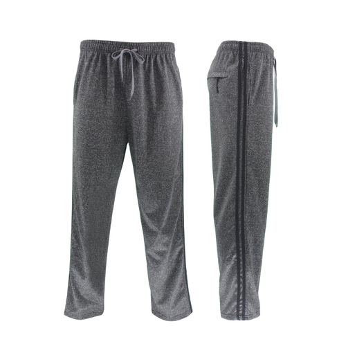 FIL Mens Lightweight Casual Striped Track Pants Tracksuit w Zip Pocket [Size: S] [Colour: Charcoal Marle/Black Stripes]