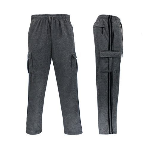 Men's Casual Cargo Jogger Sports Tracksuit Pants w Stripes [Size: S] [Colour: Dark Grey]