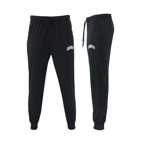 FIL Men's Lightweight Track Pants Jogger Sweats w Zip Pockets - Los Angeles [Size: L] [Colour: Black]