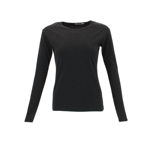 FIL Women's Soft Stretch Long Sleeve Thermal Fleece Crew Neck Top T-Shirt [Size: 10] [Colour: Black]