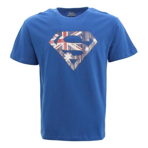 Adult T Shirt Australian Australia Day Souvenir Gift 100% Cotton - Superman [Colour: Blue ] [Size: L] 