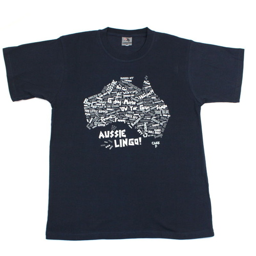 Adult Men's T Shirt Australian Australia Day Souvenir Funny - Aussie Lingo Slang [Colour: Navy] [Size: M]