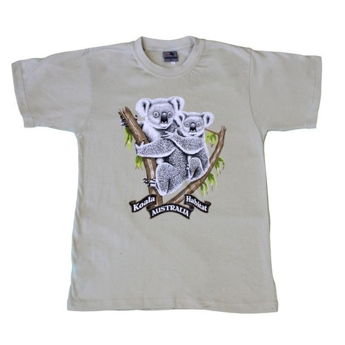 Adult T Shirt Australian Australia Day Souvenir Gift 100% Cotton - Koala Habitat [Colour: Cream] [Size: XL]