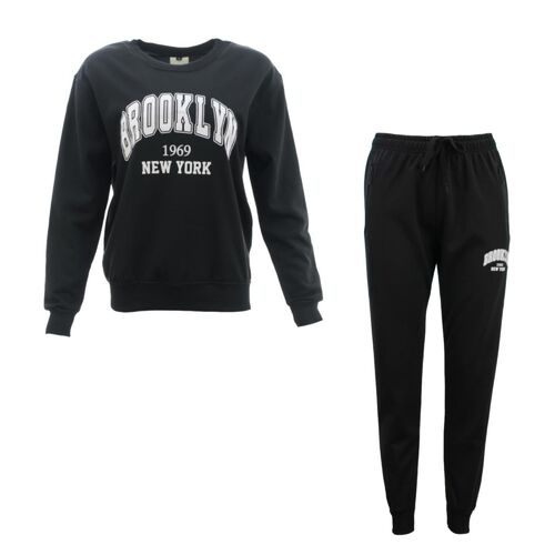 FIL Women's Tracksuit 2pc Set Loungewear Pullover Track Pants BROOKLYN [Size: 14] [Colour: Black]