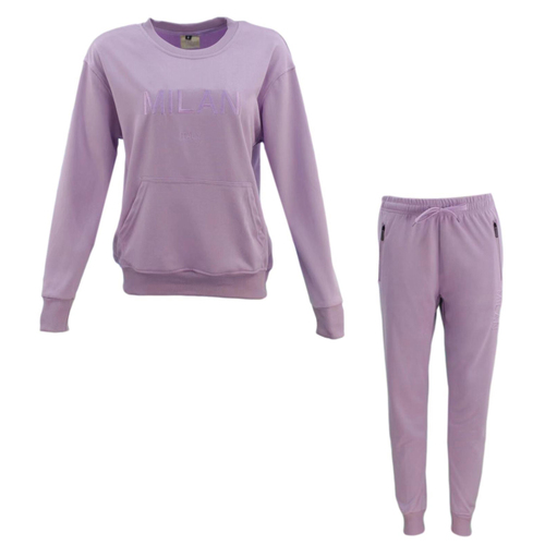 FIL Women's Tracksuit 2pc Set Loungewear Jumper Track Pants Embroidered - Milan [Size: 8] [Colour: Lavender]