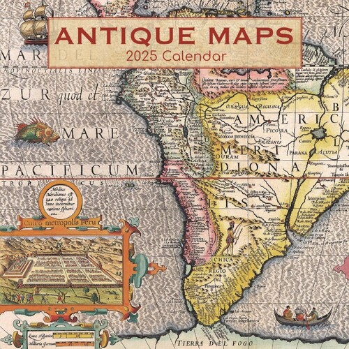 Antique Maps - 2025 Square Wall Calendar 16 month by Gifted Stationery