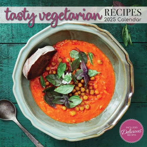 Tasty Vegetarian Recipes-2025 Square Wall Calendar 16 month by Gifted Stationery