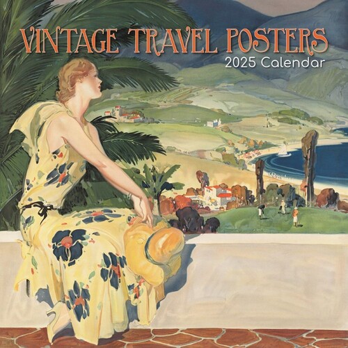 Vintage Travel Posters - 2025 Square Wall Calendar 16 month by Gifted Stationery