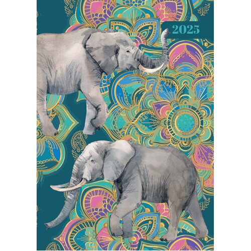 Elephant Elegance - 2025 Diary Planner A5 Padded Cover by The Gifted Stationery