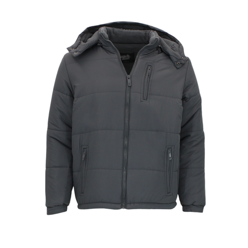 FIL Mens Parka Puffer Jacket Quilted Detachable Hoodie Puffy Padded [Size: M] [Colour: Dark Grey]