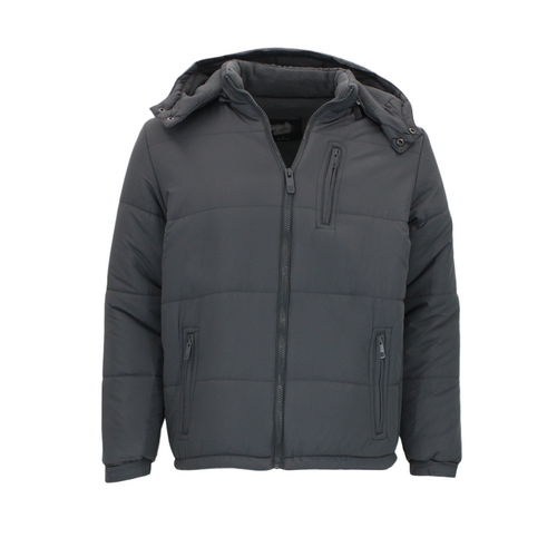 FIL Mens Parka Puffer Jacket Quilted Detachable Hoodie Puffy Padded [Size: S] [Colour: Dark Grey]