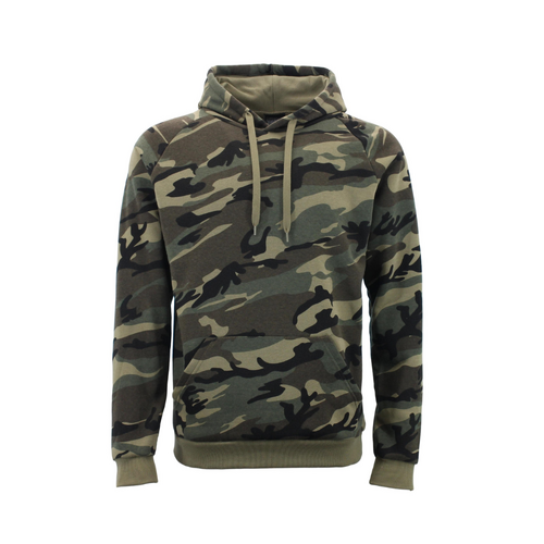 FIL Adult Men's Camo Pullover Hoodie Fleeced Camouflage Military Print Jacket [Colour: Green Camo][Size: S] 