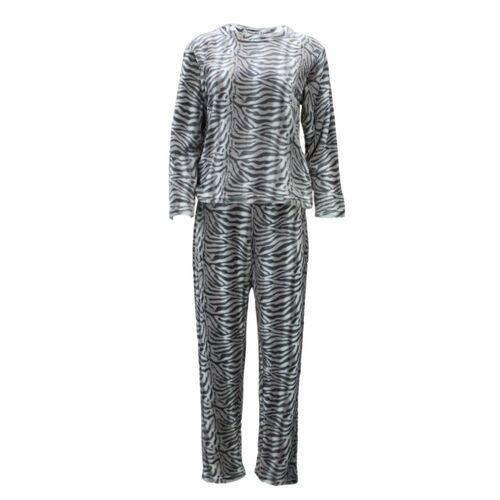 Women's Supersoft Pyjama Plush Loungewear Fleece Sleepwear Pajamas Set Winter PJ [Size: 12] [Design: Zebra Print (Pullover)]