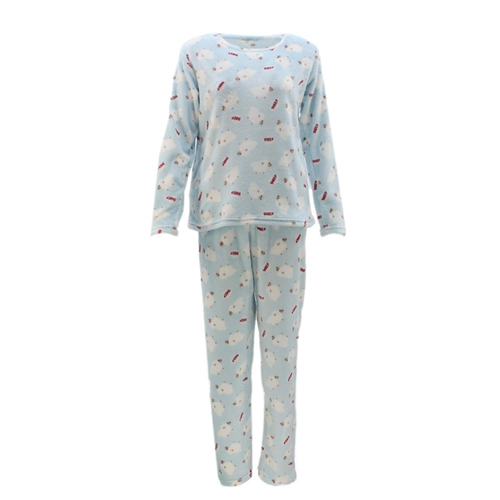 Women's Supersoft Pyjama Plush Loungewear Fleece Sleepwear Pajamas Set Winter PJ [Size: 12] [Design: Blue w Sheep (Pullover)]