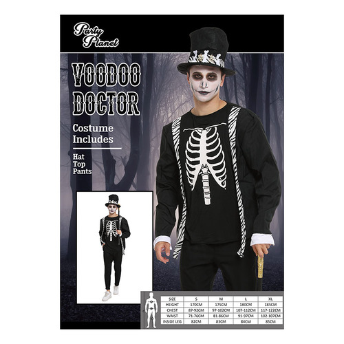 Mens Adult Halloween Costume Horror Zombie Dress up Cosplay Party [Size: L] [Design: Voodoo Doctor]