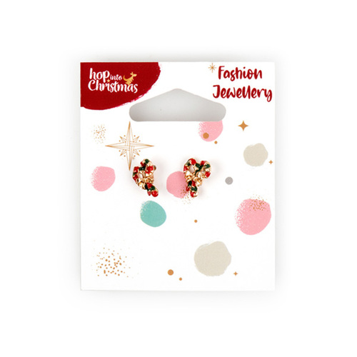 Christmas Earrings Party Jewellery Studs Dangle Drop Mismatch Crystal Xmas [Design: Studs/Bows A]