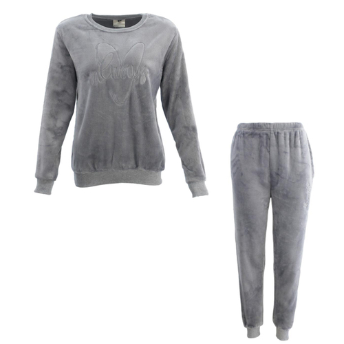 FIL Women's Plush 2pc Set Loungewear Soft Fleece Sleepwear Pajamas PJs - Always [Size: 10] [Colour: Dark Grey]