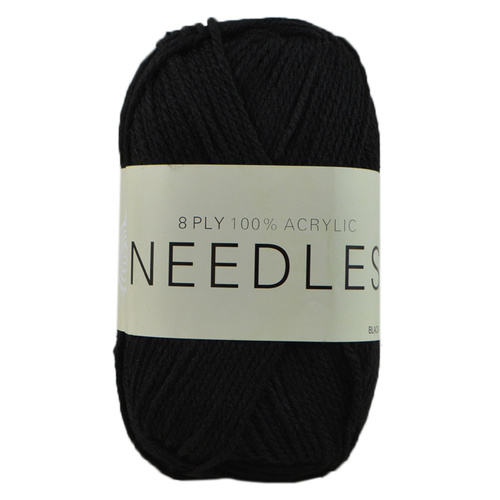 5x 100g Knitting Yarn 8 Ply Super Soft Acylic Knitting Wool Plain Solid Colours [Colour: #2068 Black]