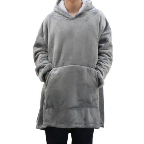 FIL Oversized Hoodie Blanket Plush Warm Big Fleece Soft Winter Pullover [Colour: Grey]