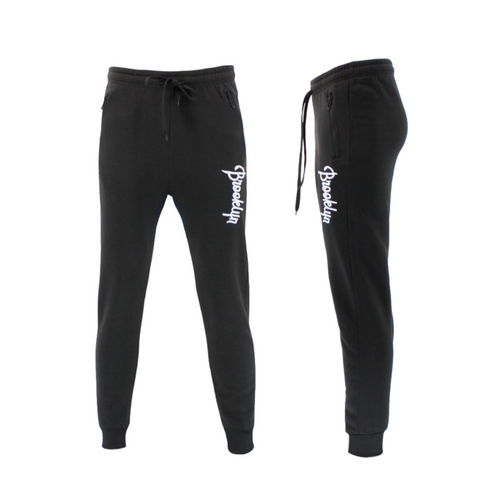 FIL Mens Fleeced Track Pants Jogger Cuffed Zipped Pocket Sweatpants Brooklyn A [Size: S] [Colour: Black]