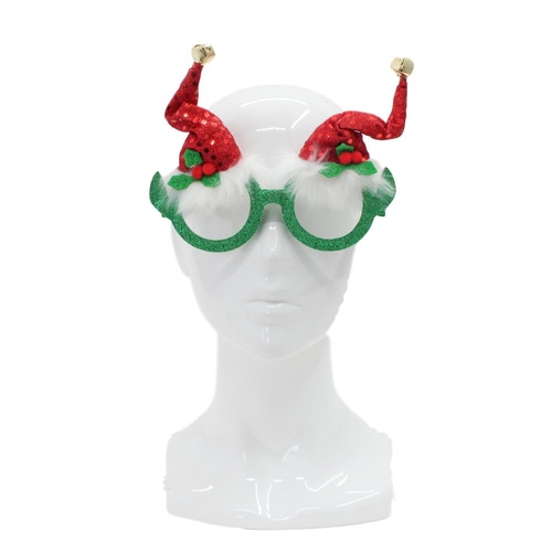 Christmas Xmas Party Glasses Photo Booth Props Costume Accessories Fancy Dress [Design: Two Hats (Green)]