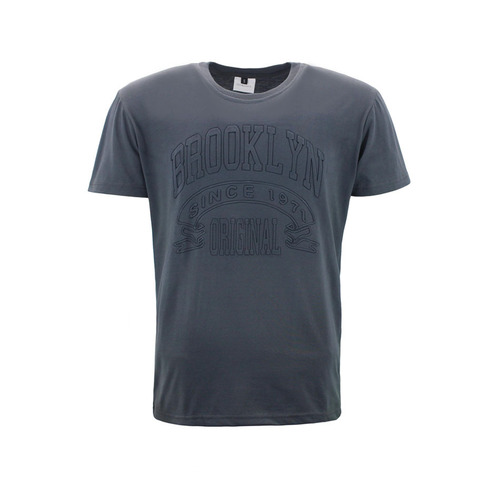 FIL Men's Embossed Cotton Crew Neck T-Shirt Tee Short Sleeve - Brooklyn [Size: S] [Colour: Charcoal]