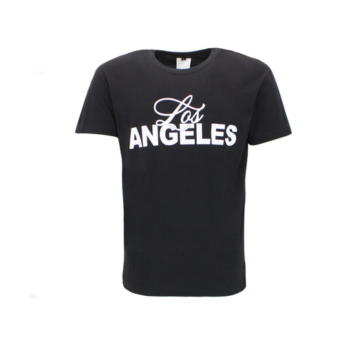 FIL Men's Cotton Crew Neck T-shirt Top Short Sleeve Tee Print - Los Angeles [Size: S] [Colour: Black]