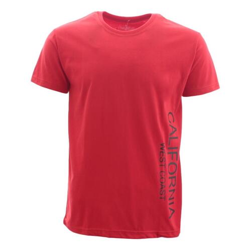 Men's Casual Crew Neck T-Shirt Tee Short Sleeve - California [Size: S] [Colour: Red]