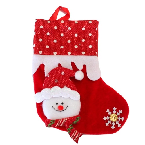 3x Christmas Mini Felt Stocking Xmas Hanging Sock Plush Cute Gift Favor Bag [Design: Snowman]